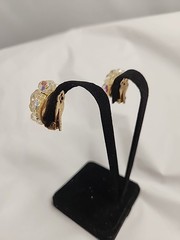 Lisner Vintage Ab Clear Crystal Beaded Cluster Clip-on Earrings Gold-toned
