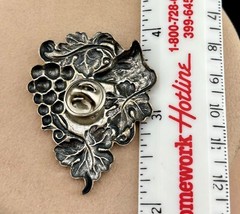 Vintage Repousse Fox In The Grapevine 2″ Silver-Plated Brooch