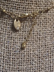 Vintage Long Gold-Tone Station Necklace with Black Acrylic Beads And Gold Cubes
