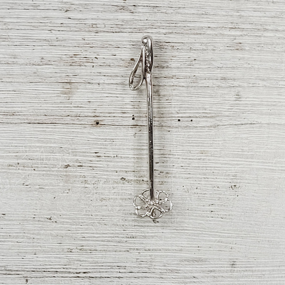 VINTAGE STERLING SILVER SKI POLE 925 BROOCH PIN RETRO PRETTY SIGNED WINTER SPORT