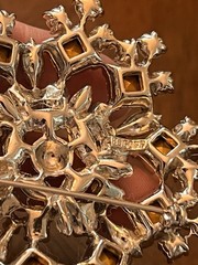 Vintage Bogoff Clear Rhinestone Snowflake Statement Brooch Silver Tone Signed!