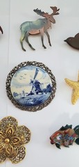 Vintage Brooch Lot Of 10 Varied Styles, Composition, Character & Age