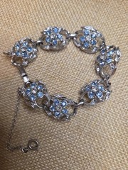 Vintage Coro silver blue rhinestone necklace And Matching Bracelet
