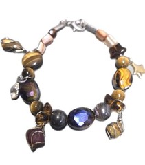 Vintage, Golden Tigers Eye & Aubergine Beaded Jewelry Set (1262)