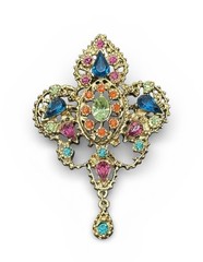 Colorful Rhinestone Dangle Brooch Pin J29A