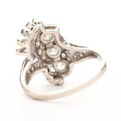 Vintage Old European Cut Diamond Cluster And Yellow Gold Ring ART DECO DESIGN