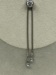Vintage CZ Sterling Silver Signed 925 Lariat Tassel Snake Chain Crystal Necklace