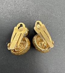Balenciaga Paris Signed Gold Tone Clip Earrings With Many B Letters J8