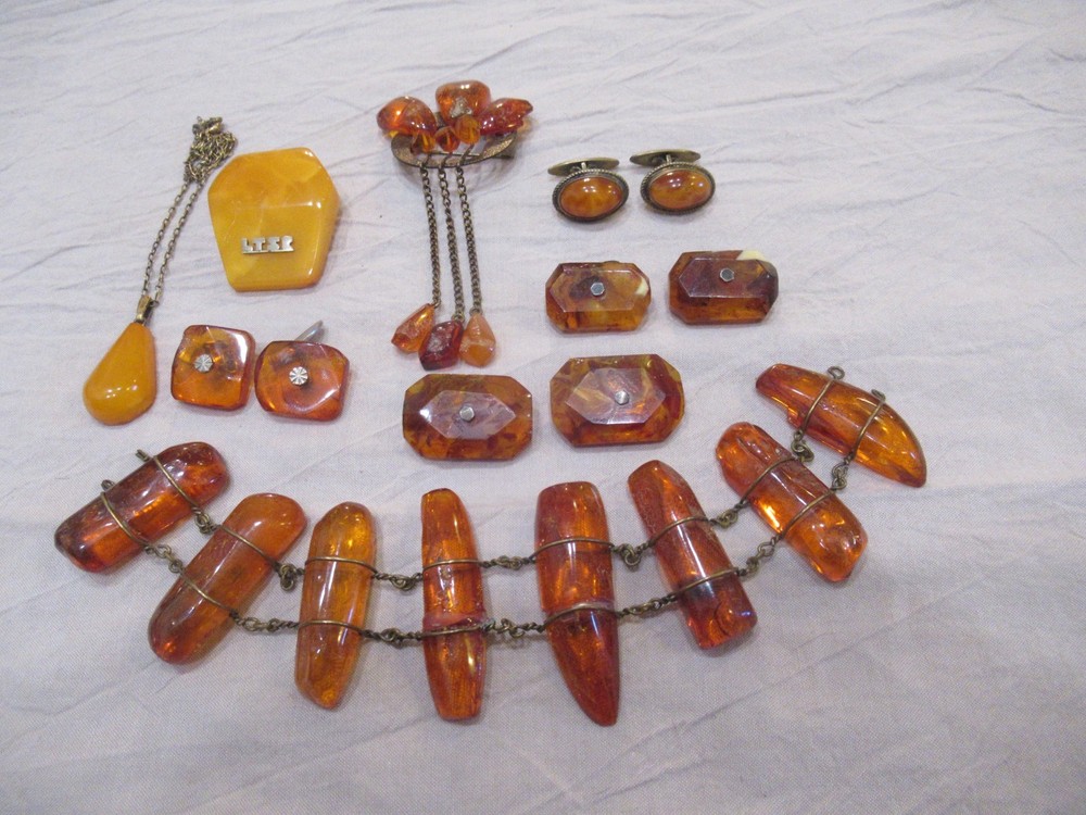 120g OF VINTAGE AMBER STERLING 925 835 JEWELRY 12 TOTAL PIECES