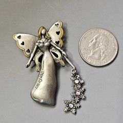 IMAGINE Winter Fairy Angel Pewter Rhinestone Brooch Pin DD Patricia Darling Dash