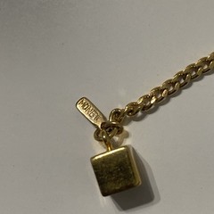 Monet Gold Tone Chain Necklace Cube Pedants Tie Style