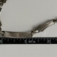 LA MODE Sterling Silver ID Bracelet 7” Floral Vintage Etched SHAROIN 13.58 Grams