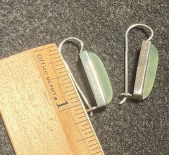 Silver Tone Aqua Glass Hook Clap Drop Dangle Earrings