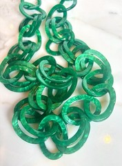RESIN LUCITE EMERALD GREEN 36 in DOUBLE LINK CHAIN CHUNKY NECKLACE SAUTOIR NEW