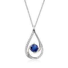 Vint Sapphire & Diamond Teardrop Ncklc in 18k White Gold 18 inches