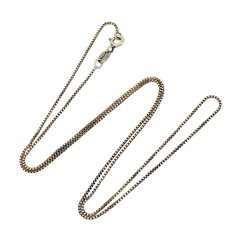 Vintage Italy Sterling Silver 925 Gold-Tone Box Chain Necklace 17.75″