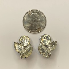 Vintage Eisenberg Ice Clear Rhinestone Clip On Earrings