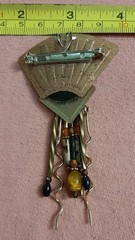 UNIQUE Handmade? Abstract Art Deco Dangle Beads Beaded Brooch Pin Pendant