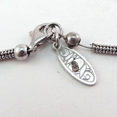 Vtg OXETTE 925 Sterling Silver Chalcedony Crystal Bead Long Necklace 35.5″ Boho