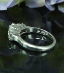 Vintage Natural Asscher Carre Baguette Diamond Platinum Ring Band 5 stone