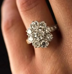 Floral Art Deco Style Lab Created Diamond 14K Yellow Gold FN Engagement Ring