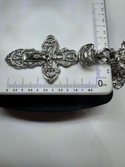 Solid 925 Sterling Silver Large Pectoral Cross Pendant & 64cm Chain 36.9g