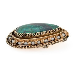 Vintage Sterling Silver 925 Gold Vermeil Eilat Stone Brooch Pendant