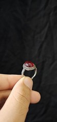 Art Deco Antique Red Agate Ring – Silver Plated Ring Size – sizeable