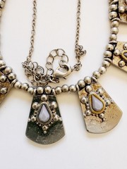 Vintage Tribal Statement Necklace Mixed Metal Dangle Panel Ethnic Boho Jewelry