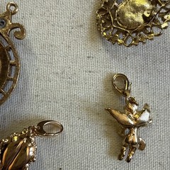 Vintage Style Jewelry Lot Gold Tone Brooch Earrings Charms Watch Mixed