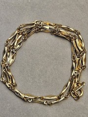 Vintage Monet Necklace Lot Of 2 Gold Tone Diamond Shaped Link And Rope Chain
