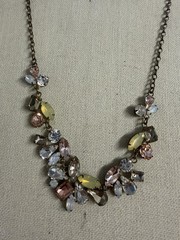 Vintage Unbranded Gold Tone Adjustable Length Rhinestone Statement Necklace