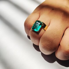 925 silver created emerald ring vintage antique Handmade Size 7