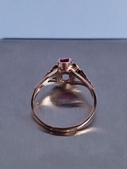 Old Vintage Soviet Union Silver 875 Ring USSR Red Stone Ruby Size US 6 (16.5 mm)