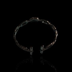 Black Enamel Rhinestone Goth Rock Punk Clamper Bracelet 7.5in