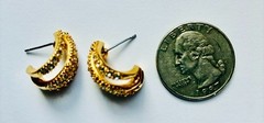 Vintage Pierced Earrings Gold-tone Clear Rhinestone Crystal Earrings