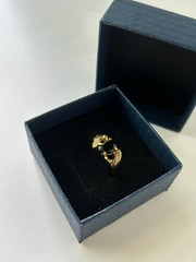 Vintage Black Cubic Zirconia Ring Gold Plated Womens Size 6.5