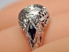 Antique Art Deco Engagement 19K White Gold Ring Size 5.75 UK-L EGL USA