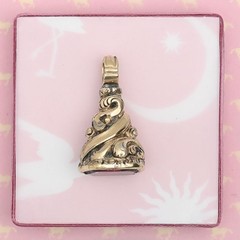 Antique Victorian Rock Crystal Red Foil Shield Gold Pate Fob Charm Pendant