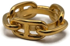 Hermès Chaîne d’Ancre Scarf Ring Vintage Gold Plated Anchor Link Design with Box