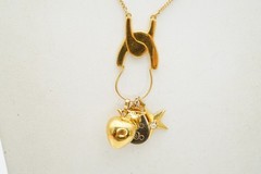 Vintage Monet Necklace Gold Tone Charm Holder 30″