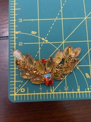 Vintage Juliana Delizza and Elster Amber and Red Brooch Pin