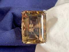 Vtg Large Sterling Silver Ring 16.18g Jewelry Size 6.5 Smoky Quartz Look *READ*