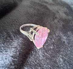Vtg Sterling Silver Ring .925 Sz 7 Large Pear Pink Stone Cocktail Statement