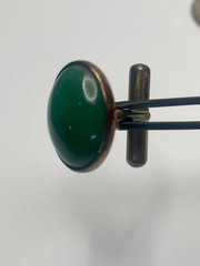 Vintage Mac Fin HK Sterling Silver Gold Wash Cabochon Cufflinks Hong Kong