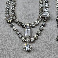 Vintage Rhinestone Necklace Lot Art Deco Style Bow Drop Pendant 14 Inch