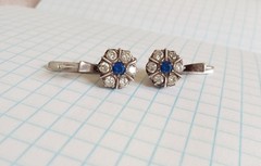Vintage Earrings White blue stone stones Sterling Silver 925 test Women Jewelry