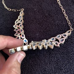Vintage Sterling Necklace Rainbow Labrodite 16.5 inch / 92.5% Silver