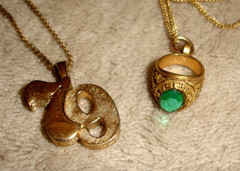 Vintage Avon 79 Charm Pendant and Unbranded 1979 Mini Senior Class Ring Pendant