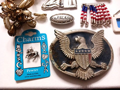 Lot of Odd Metal Items Belt buckles, ornaments, stop watch, rings, key chain +